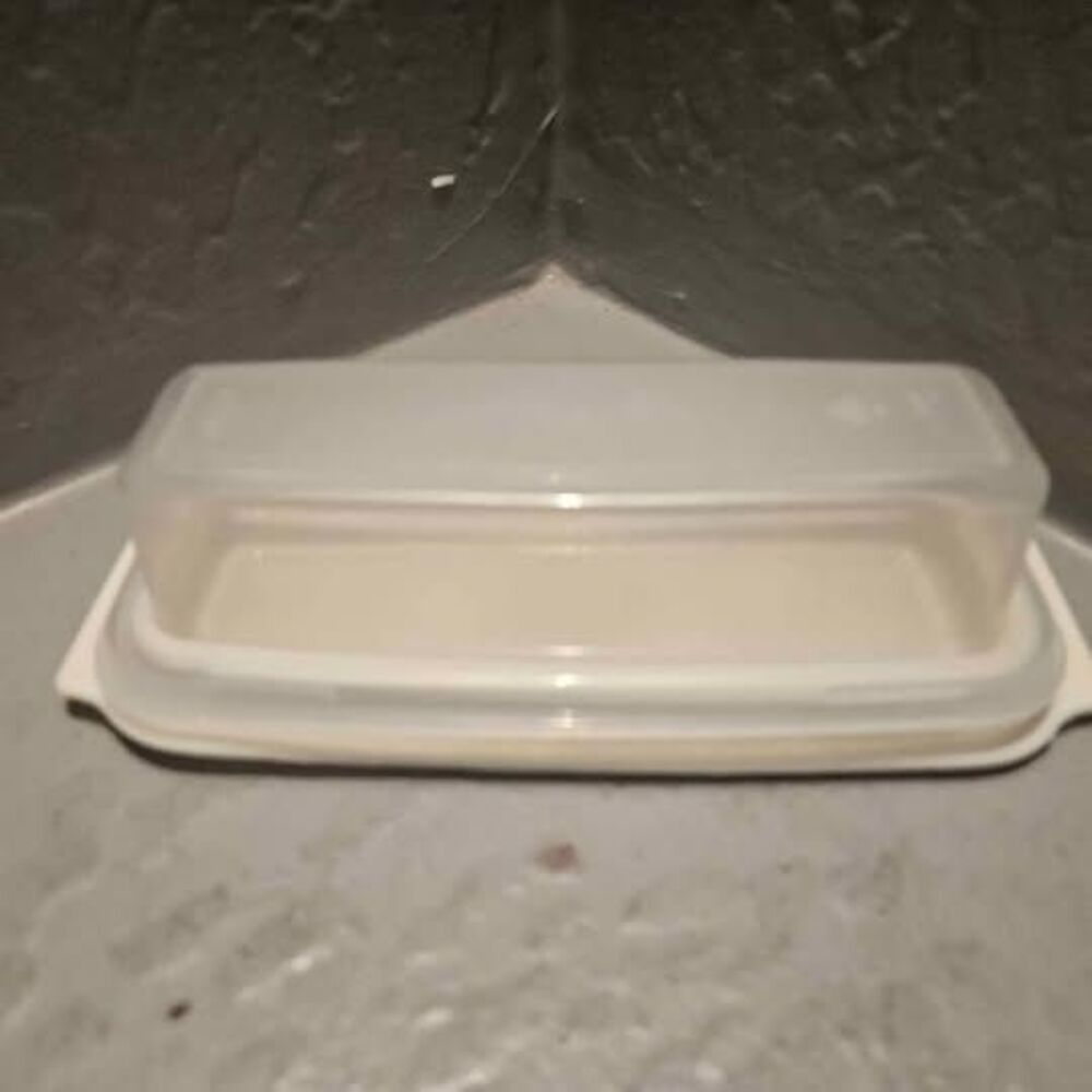 Rubbermaid Plastic Butter Dish #0478 Almond Base Clear Cover